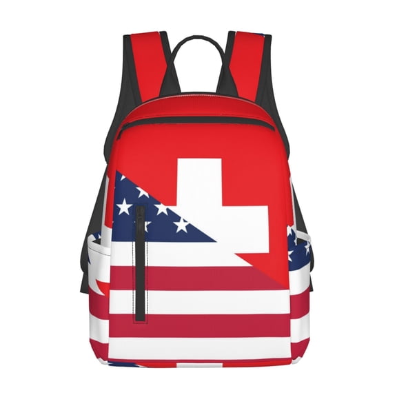Honeii USA Switzerland Print Lightweight Backpacks,Carry on Backpack,Durable Backpack for School, Work & Travel