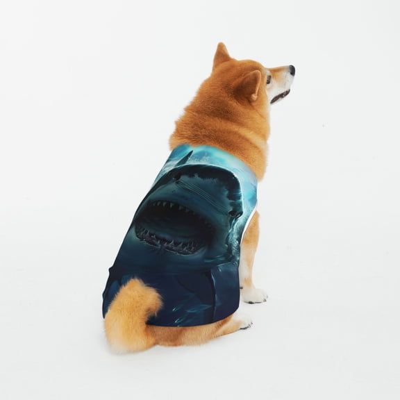 Honeii Undersea Shark Pattern 100% Cotton Dog Clothes Dog Costumes Doggie Shirts Puppy Shirt Pet Vest Tank Top Cat Tee-