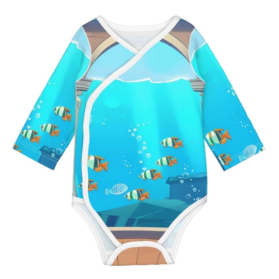 Honeii Underwater Aquarium Arches for Baby Long Sleeve Bodysuits One-piece 100% Organic Cotton for Infant Baby Boys and Grils, Unisex-12 Months