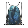 thumbnail image 1 of Honeii Underwater Dolphin Print Drawstring Backpack,Drawstring Bags String Backpack Gym Cinch Sack Backpack Sport Bag Draw-Small, 1 of 6