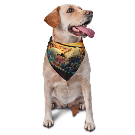 Honeii Underwater Treasure Chest print Pet Bandanaa stylish triangle accessory perfect for small to large dogs, puppies, and even cats