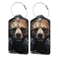 thumbnail image 1 of Honeii Urban Bear With Headphones Print Leather Luggage Tag for Suitcases,ID Tags,Bag Tags for Luggage,Functional Travel Tag-4 PCS, 1 of 5