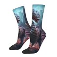 thumbnail image 1 of Honeii Urban Mechanical Dragon Print Adult Socks,Crew Socks,Casual Calf Socks,Daily Wear Socks for Men & Women, Perfect for Sports, Casual and Everyday Use, 1 of 6