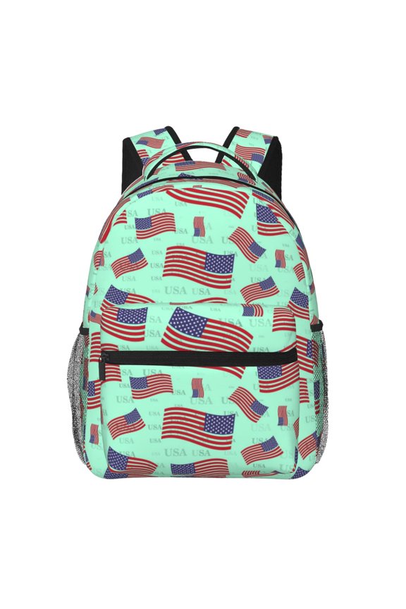Usa Flag Print Backpack for Both Men and Women, Basic Bookbag for College, Work, or Travel,Rucksack Computer Bag-One Size