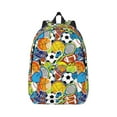 thumbnail image 1 of Honeii Various Balls Print Canvas College Laptop Backpack, Durable Rucksack Travel Notebook Bag School Backpack Book Bag for Men Women-Medium, 1 of 7