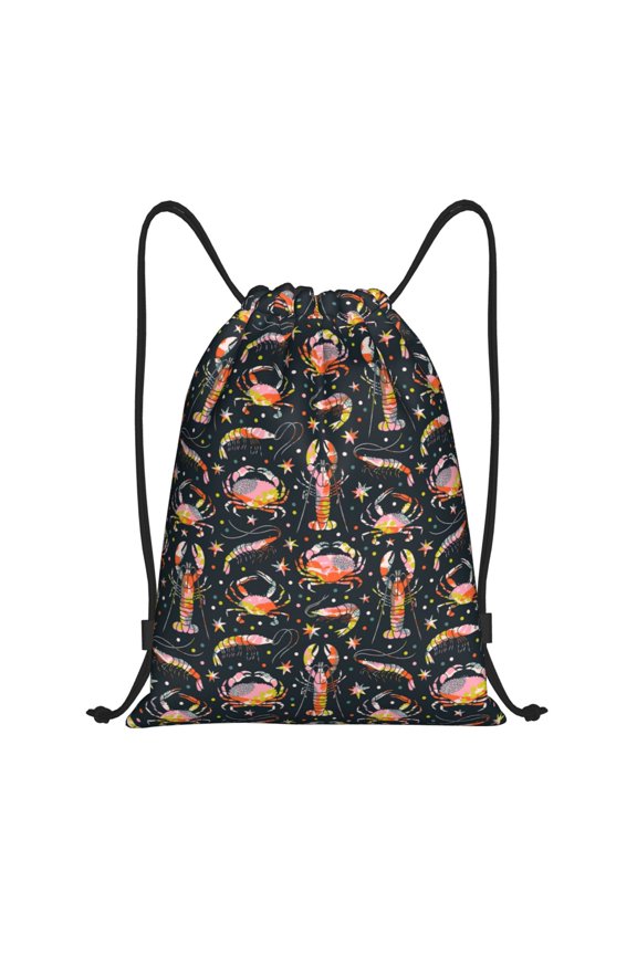 Various Crustaceans Print Drawstring Backpack,Drawstring Bags String Backpack Gym Cinch Sack Backpack Sport Bag Draw-Small