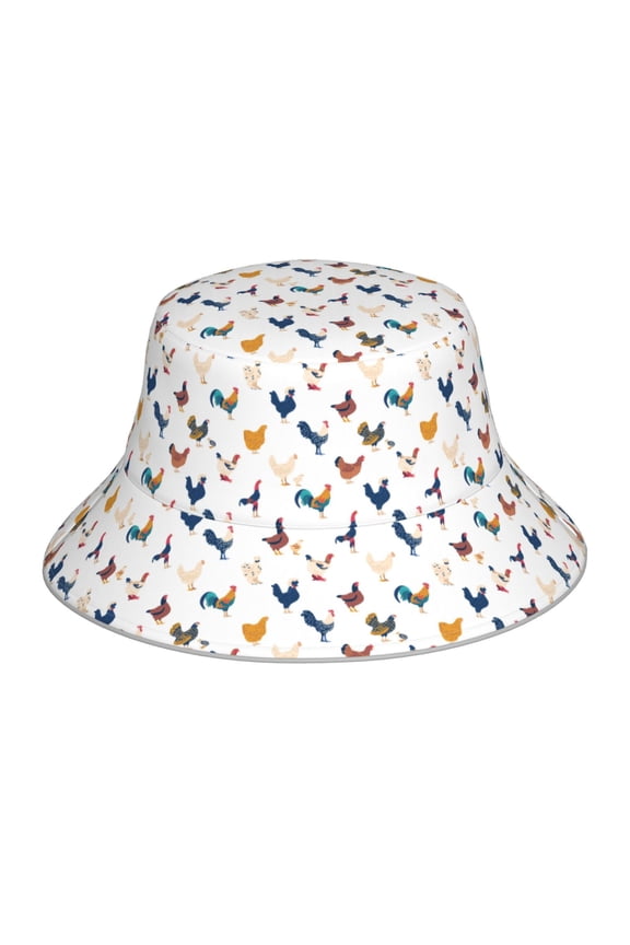 Various Rooster for Unisex Bucket Hat Waterproof Rain Hat Reversible Shiny Rave Bucket Hat for Concert Festival Boonie Cap