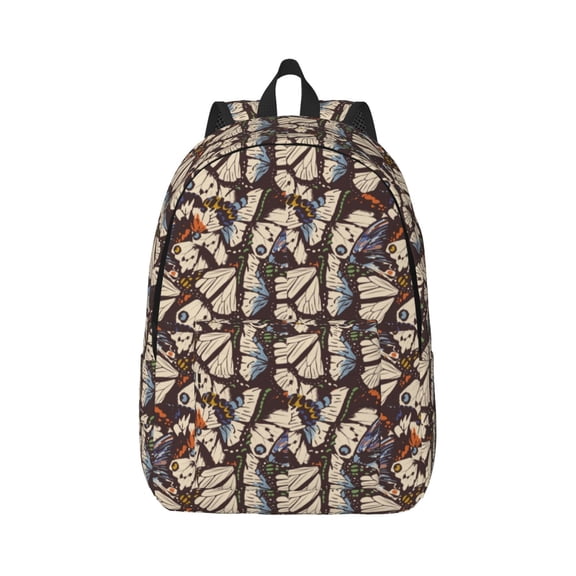 Honeii Vector Butterflies Print Canvas College Laptop Backpack, Durable Rucksack Travel Notebook Bag School Backpack Book Bag for Men Women-Small