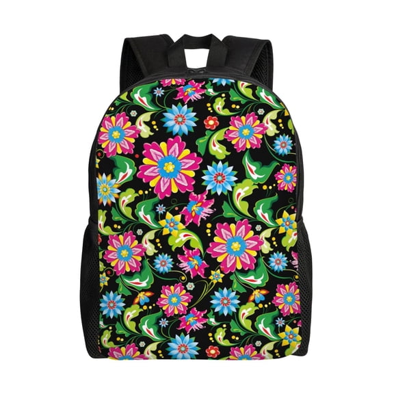 Honeii Vector Mexican Otomi Style Bright Print Laptop Backpack for Work, College, Travel, Daily Backpacks for Men Women, Sport Rucksack,Computer Bag