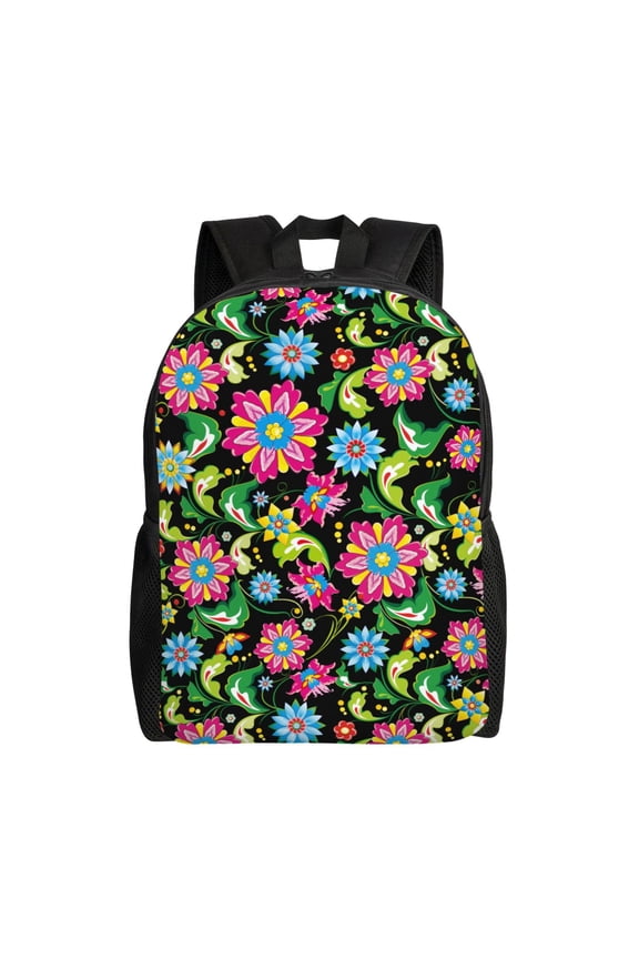 Vector Mexican Otomi Style Bright Print Laptop Backpack for Work, College, Travel, Daily Backpacks for Men Women, Sport Rucksack,Computer Bag