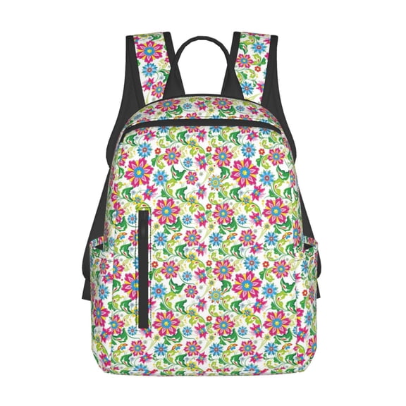 Honeii Vector Mexican Otomi Style Bright Print Lightweight Backpacks,Carry on Backpack,Durable Backpack for School, Work & Travel