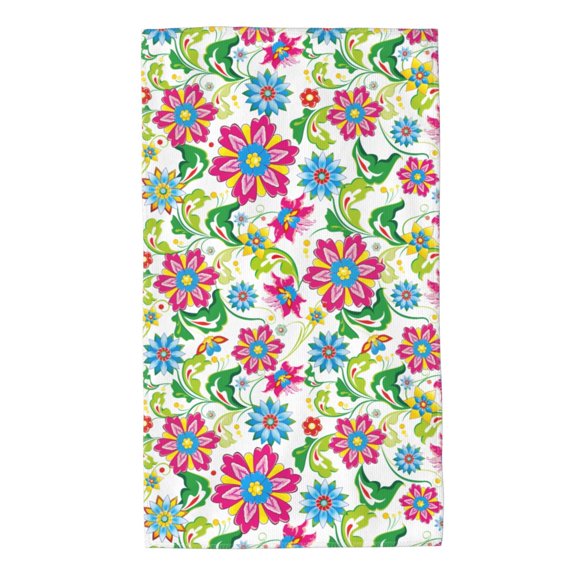 Honeii Vector Mexican Otomi Style Bright Print Quick-Dry Microfiber Towel, Shower Towel 27.5x16in,Absorbent Bathroom Towel for Beach, Pool, and Travel