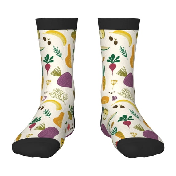 Honeii Vegetable Print Children's Colorful Socks,Unisex Kids and Toddlers' Cushioned Sock,Kids Athletic Crew Socks,for Everyday Wear and Sports