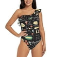 thumbnail image 1 of Honeii Vegetable Quiche for women's one-piece swimsuit featuring a chic one-shoulder design experience elegance and style in the water-Small, 1 of 6