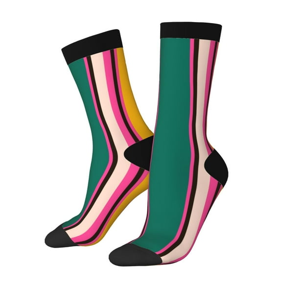 Honeii Vertical Stripes Print Adult Socks,Crew Socks,Casual Calf Socks,Daily Wear Socks for Men & Women, Perfect for Sports, Casual and Everyday Use