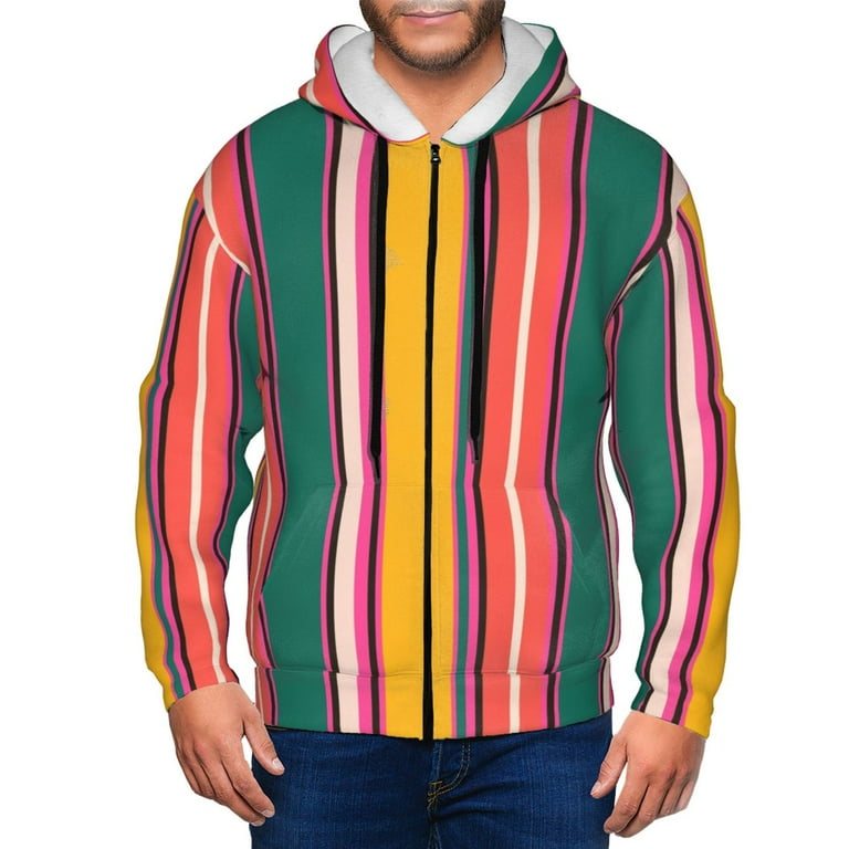 Honeii Vertical Stripes Print Hoodies for Men, Pullover Honeii Vertical Stripes Print Hoodies for Men, Pullover
