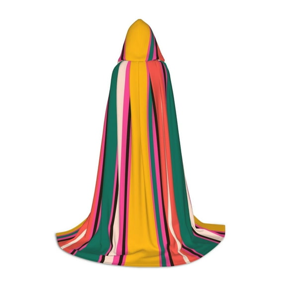 Honeii Vertical Stripes Print Poncho Cape, Cloak Coat, Snuggly Hooded Wearable Blanket, Hooded Cape For Teenagers,Halloween Costumes-Medium