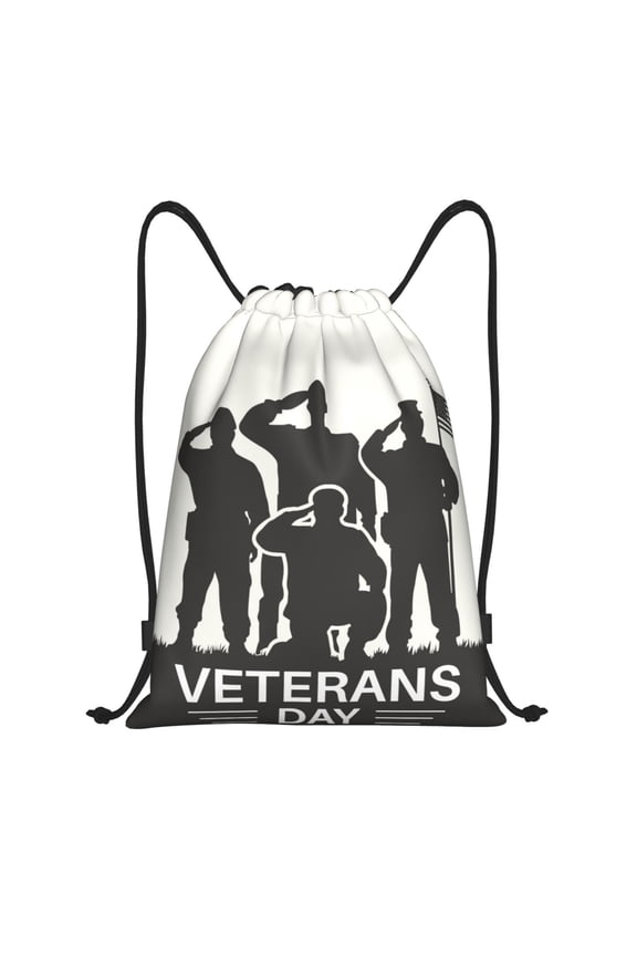 Veterans Day Print Drawstring Backpack,Drawstring Bags String Backpack Gym Cinch Sack Backpack Sport Bag Draw-Small
