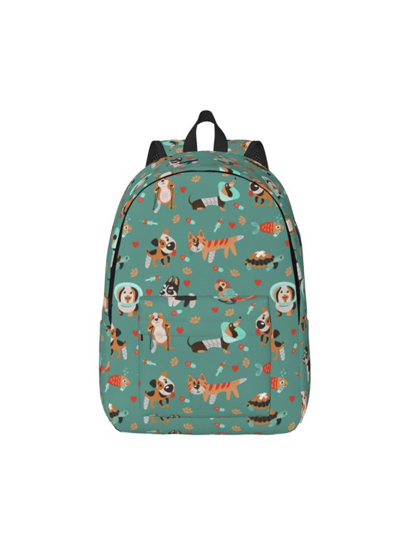 Veterinary Clinics Print Canvas College Laptop Backpack, Durable Rucksack Travel Notebook Bag School Backpack Book Bag for Men Women-Medium
