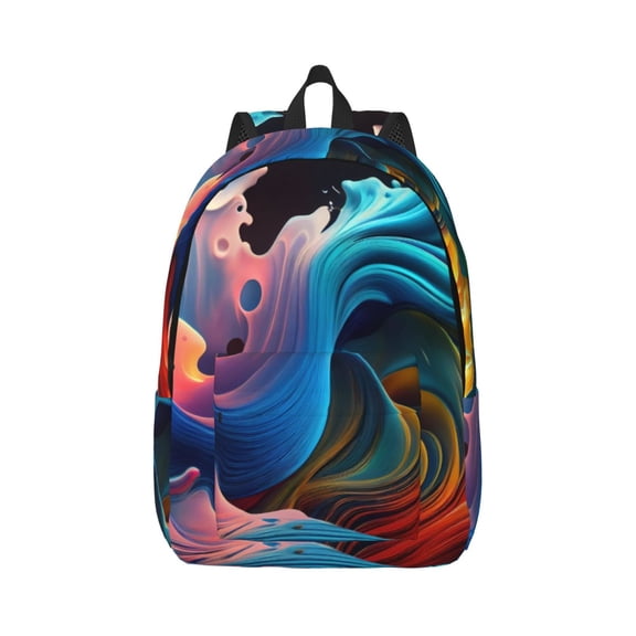 Honeii Vibrant Fluid Motion Art Print Canvas College Laptop Backpack, Durable Rucksack Travel Notebook Bag School Backpack Book Bag for Men Women-Small
