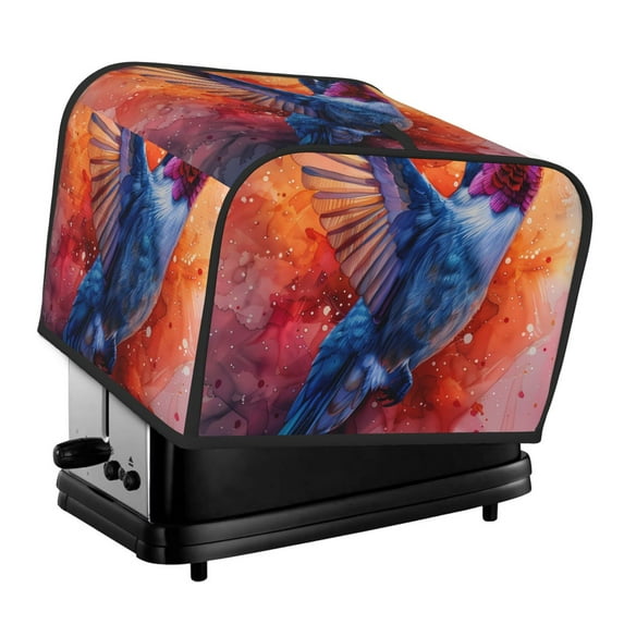 Honeii Vibrant Hummingbird Watercolor Art Print 4 slice Toaster Cover, Two Slice Toaster Dust-proof Cover For Kitchen Small Appliance and Fingerprint Protection