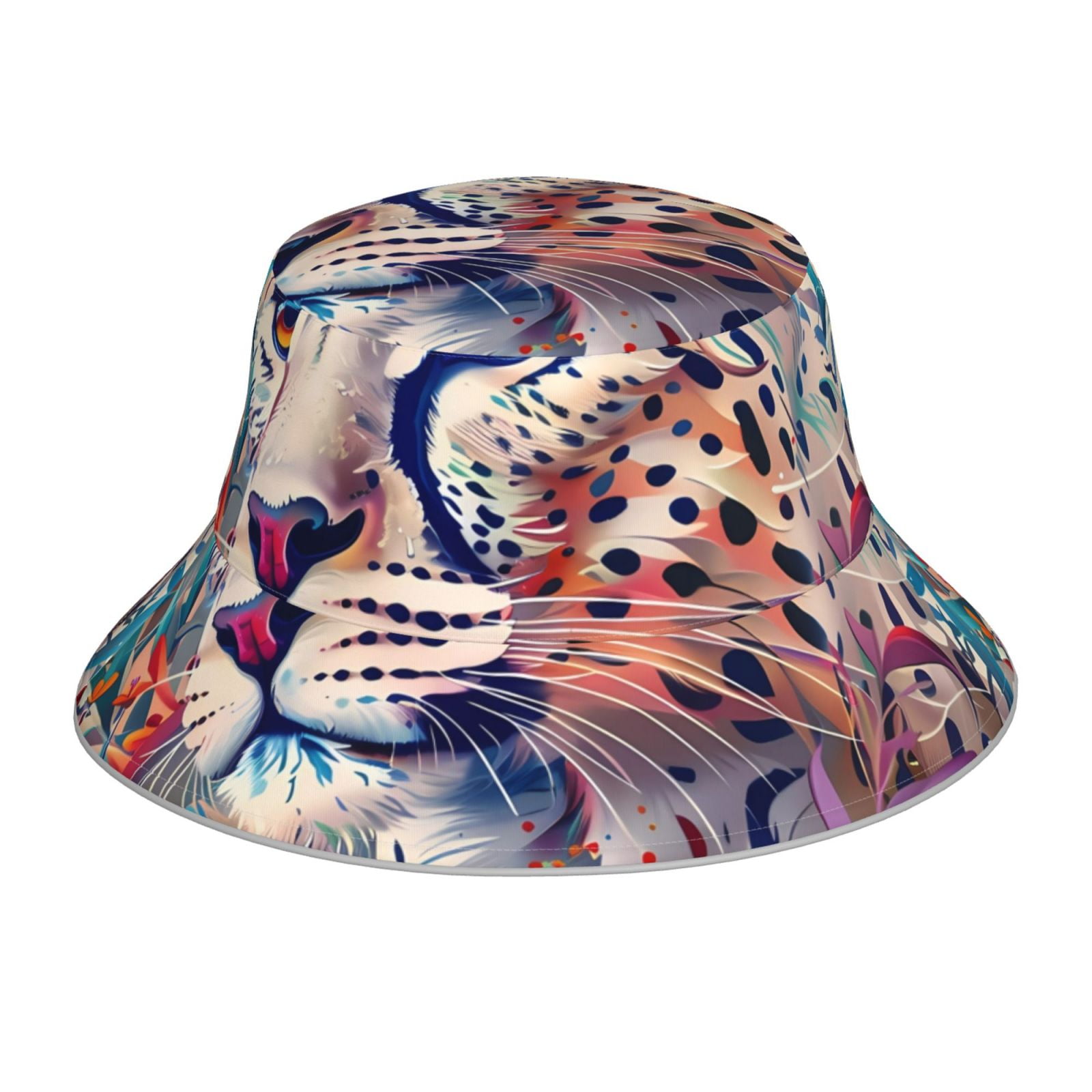 Honeii Vibrant Leopard In Flowers for Unisex Bucket Hat Waterproof Rain ...