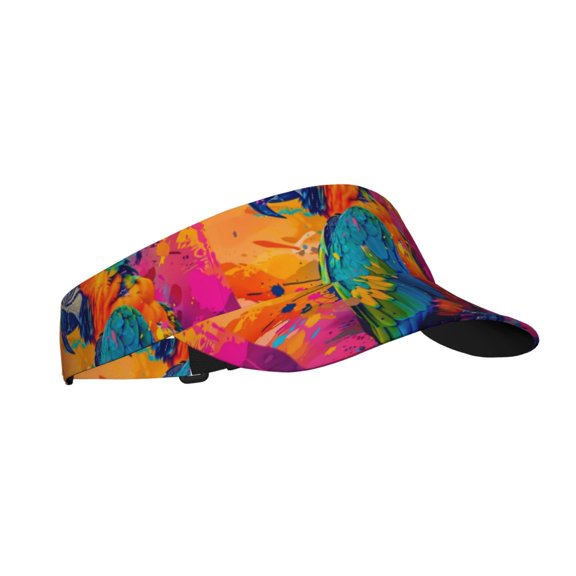 Honeii Vibrant Parrot Splash Art Print Adult Sunscreen Visor Cap, Adjustable Sun Protection Hat,Sun Visor Hats,UV Protection Outdoor Sports Golf Running Sun Caps