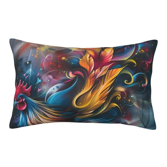 Honeii Vibrant Rooster Painting Pattern Decorative Throw Pillow Case - Elevate Your Couch, Sofa, or Bed with Stylish Home Decor-16"x24"