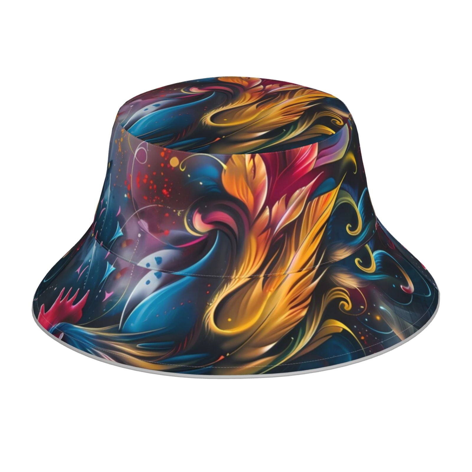 Honeii Vibrant Rooster Painting for Unisex Bucket Hat Waterproof Rain