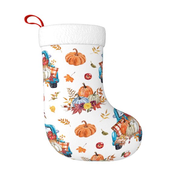 Honeii Vintage Autumn Truck for Christmas Stocking,Large Xmas Stocking,Holiday and Family Stocking for Fireplace Christmas Holiday Party Decoration
