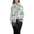 thumbnail image 1 of Honeii Vintage Blue Floral Print Scarf Oversized Scarf Tassel Fall Winter Thick Scarf Warm Shawl Women,Women's Scarves & Wraps, 1 of 8