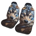thumbnail image 1 of Honeii Vintage Blue Floral Wolf Print Car Seat Covers 2 Pieces, Full Set Universal Seat Covers for Cars, Waterproof Auto Seat Protectors, 1 of 7