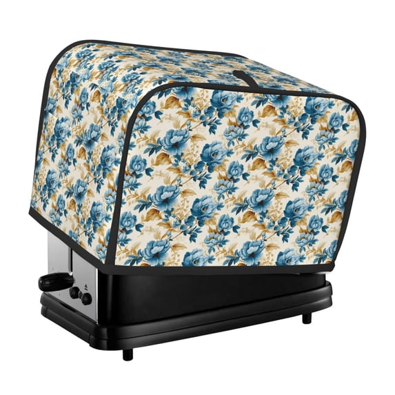 Honeii Vintage Blue Flowers Print 2 slice Toaster Cover, Two Slice Toaster Dust-proof Cover For Kitchen Small Appliance and Fingerprint Protection