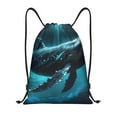 thumbnail image 1 of Honeii Vintage Blue Pattern Whale Print Drawstring Backpack,Drawstring Bags String Backpack Gym Cinch Sack Backpack Sport Bag Draw-Medium, 1 of 6