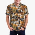thumbnail image 1 of Honeii Vintage Bottles print Polo Shirt, a classic short-sleeved, button-down golf shirt designed for menLarge, 1 of 6