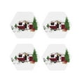 thumbnail image 1 of Honeii Vintage Buffalo Plaid Christmas Camper print Leather Coaster Set of 4, ideal for safeguarding your furniture from drinks spills and effortless cleanup-Hexagon, 1 of 6