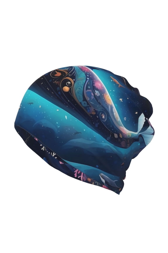 Vintage Colorful Patterned Dolphin Print Winter Beanie Daily Hat - Thermal Polar Fleece Ski Running Hat Skull Cap for Men and Women,Beanie