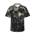 thumbnail image 1 of Honeii Vintage Dog Illustration Print Men’s Hawaiian Shirt,Classic Button-Down Short Sleeve Shirt, for Beach, Vacation, and Outdoor Activities,Small, 1 of 7