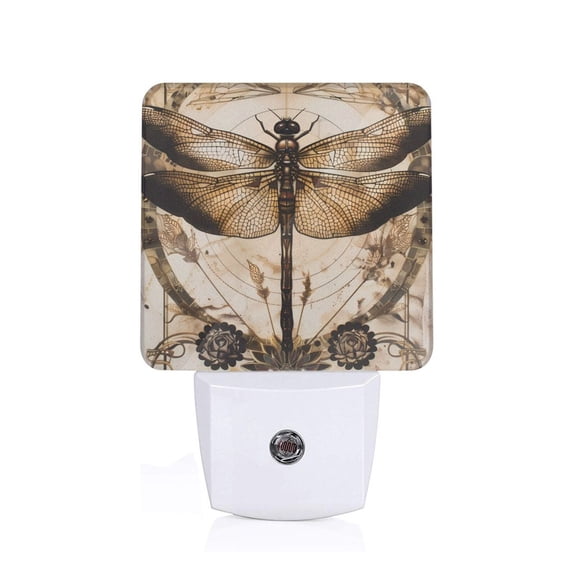 Honeii Vintage Dragonfly Artwork Print LED Night Light with Light Sensor, Night Lights Plug Into Wall,Ideal for Bedrooms and Hallways-US