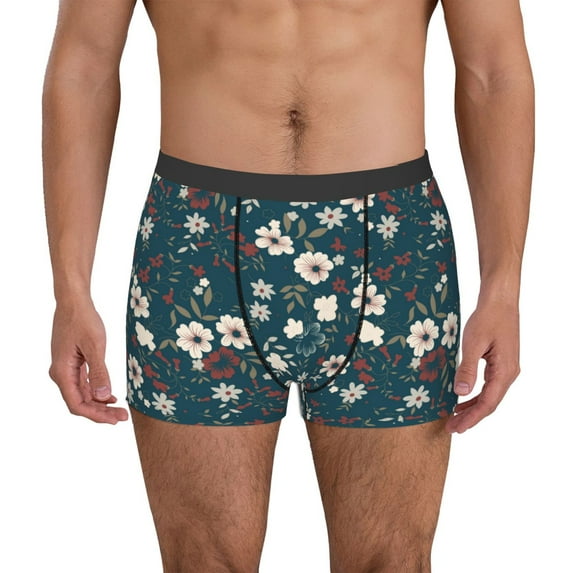 Honeii Vintage Floral Men's Underwear Boxer Briefs Pack, ComfortSoft Boxer Brief for Men, Moisture-Wicking Breathable-Large