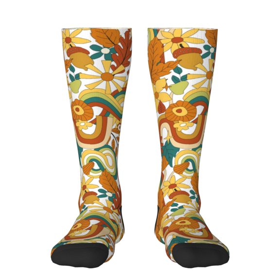 Honeii Vintage Floral Print Long Socks,Novelty Design Socks Gift for Men and Women,Crew Socks,Calf Socks