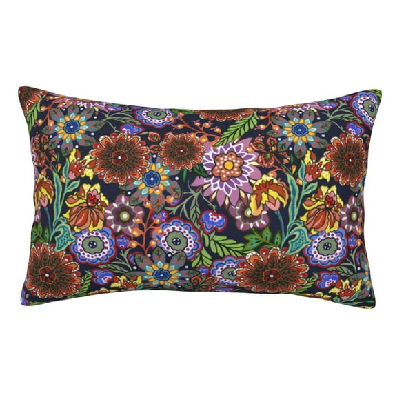 Honeii Vintage Floral Print Pillow Cases,Plush Throw Pillow Covers,Decorative Pillowcase for Sofa, Couch, Living Room-14"x20"