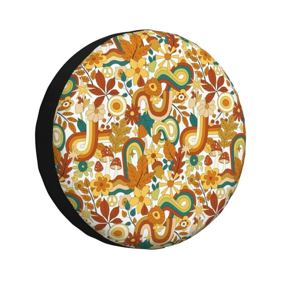 Honeii Vintage Floral Print Tire Covers, Waterproof Anti-UV Sun Snow Rain Tire Covers for Trailers, RV, Camper, SUV, Truck-15 inch