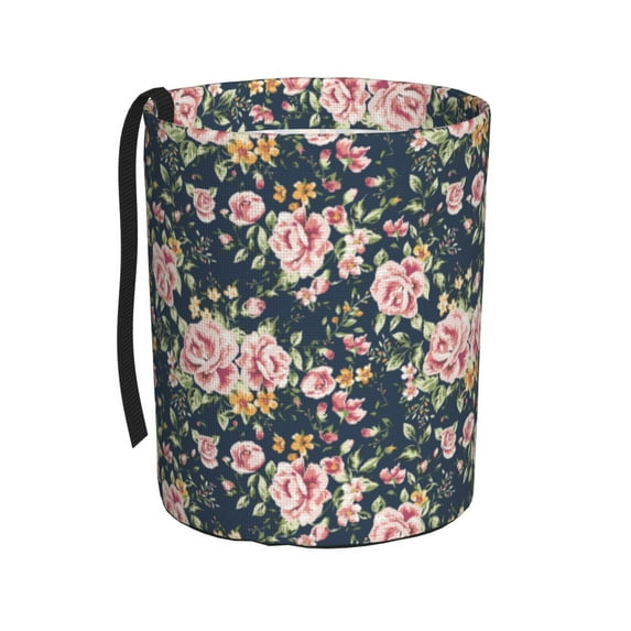 Honeii Vintage Floral Print Waterproof Car Trash Can,Waterproof Portable Collapsible Trash Can,Garbage Container fits Most Cars,SUVs,and Trucks
