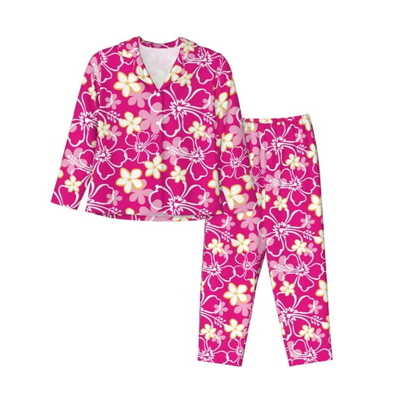 Honeii Vintage Flowers print Women's Pajama Sets Long Sleeve Button Down Sleepwear Nightwear Soft Pjs Lounge Sets-XX-Large