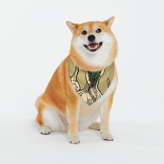 Honeii Vintage Garlic Bread Illustration Pattern Pet Scarf for Small Dogs and Cats,Washable Triangle Dog Scarfs with Adjustable Buckle,Dog Bandana-XX-Large