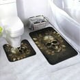 thumbnail image 1 of Honeii Vintage Gold Leaf Skull Pattern Bathroom Anti-Skid Pad Bathroom Mat Vintage Seamless Pattern Not-Slip Toilet Rug Set, 1 of 6