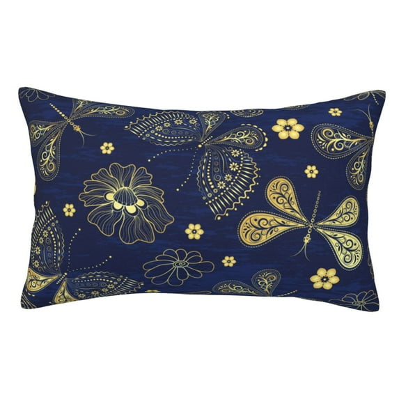 Honeii Vintage Golden Butterfly Print Pillow Cases,Plush Throw Pillow Covers,Decorative Pillowcase for Sofa, Couch, Living Room-20"x30"
