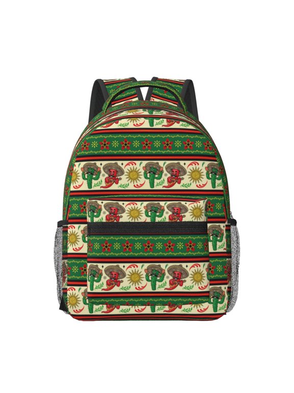 Vintage Mexican Print Backpack for School,15.6 inch Laptop Back Pack for High School and College Students, Waterproof Computer Bookbag-One Size