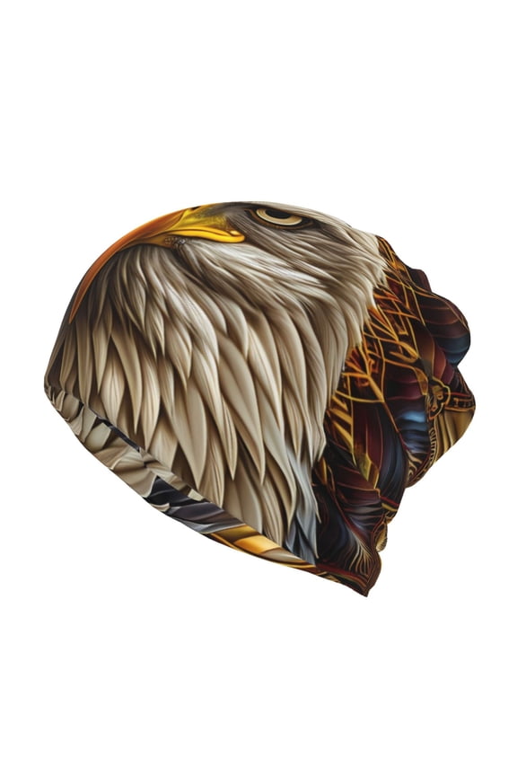 Vintage Pattern Bald Eagle Print Winter Beanie Daily Hat - Thermal Polar Fleece Ski Running Hat Skull Cap for Men and Women,Beanie